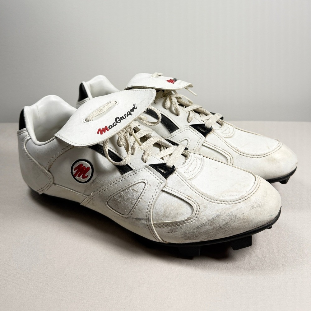 Vintage MacGregor Mens White Black Red Baseball Cleats 17518 Size 10